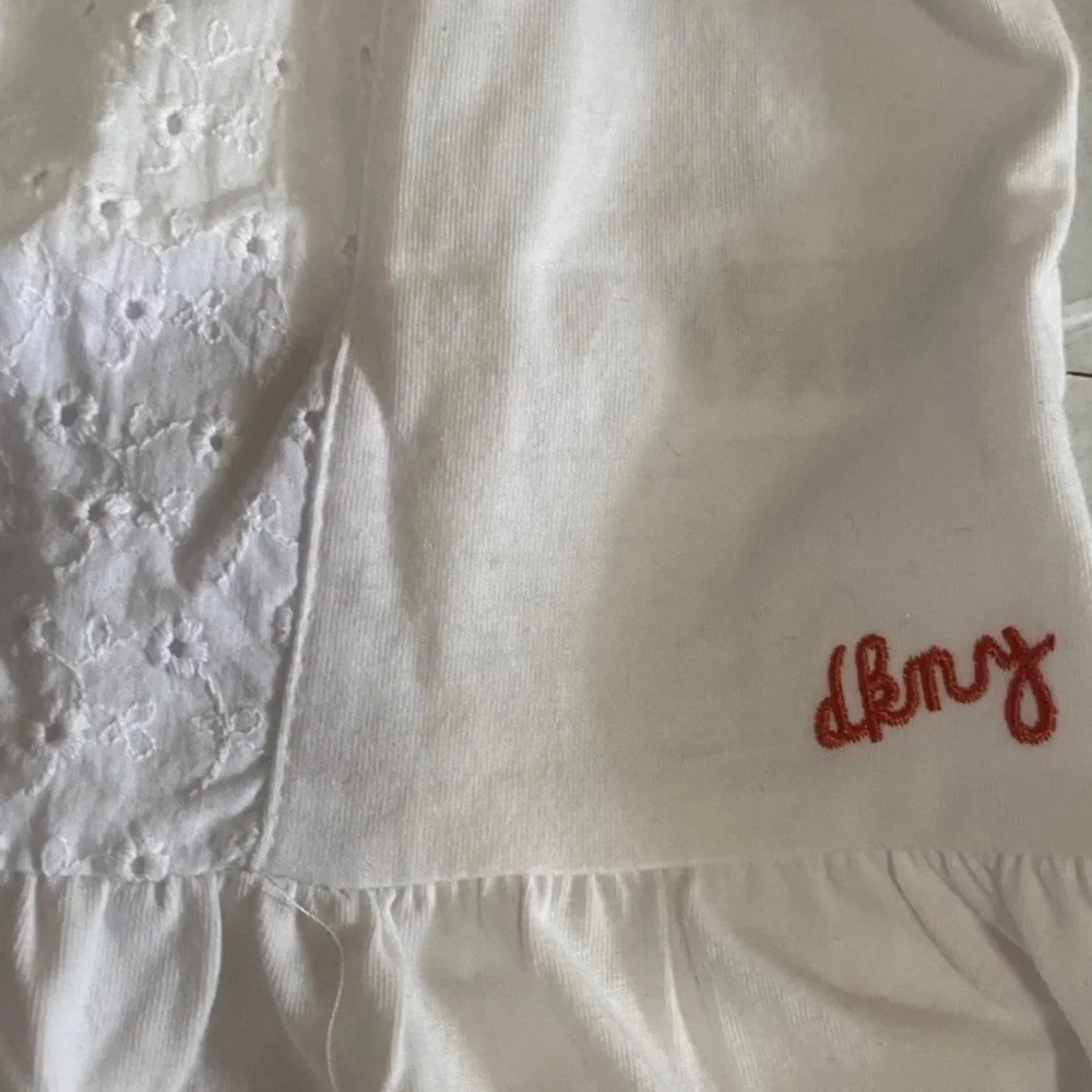 DKNY Girls Size 4 White Tank Top Blue Denim Shorts Set Donna Karen New York Kids